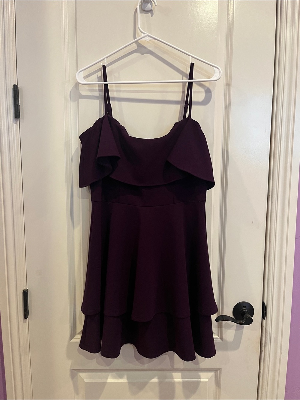B Darlin Plum Purple Ruffle Fit & Flare Cocktail Dress Juniors 9/10